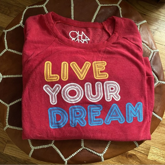 🩷 Chaser Live Your Dream Red Sweatshirt Stretch Soft Motivational Top Large - Picture 1 of 7